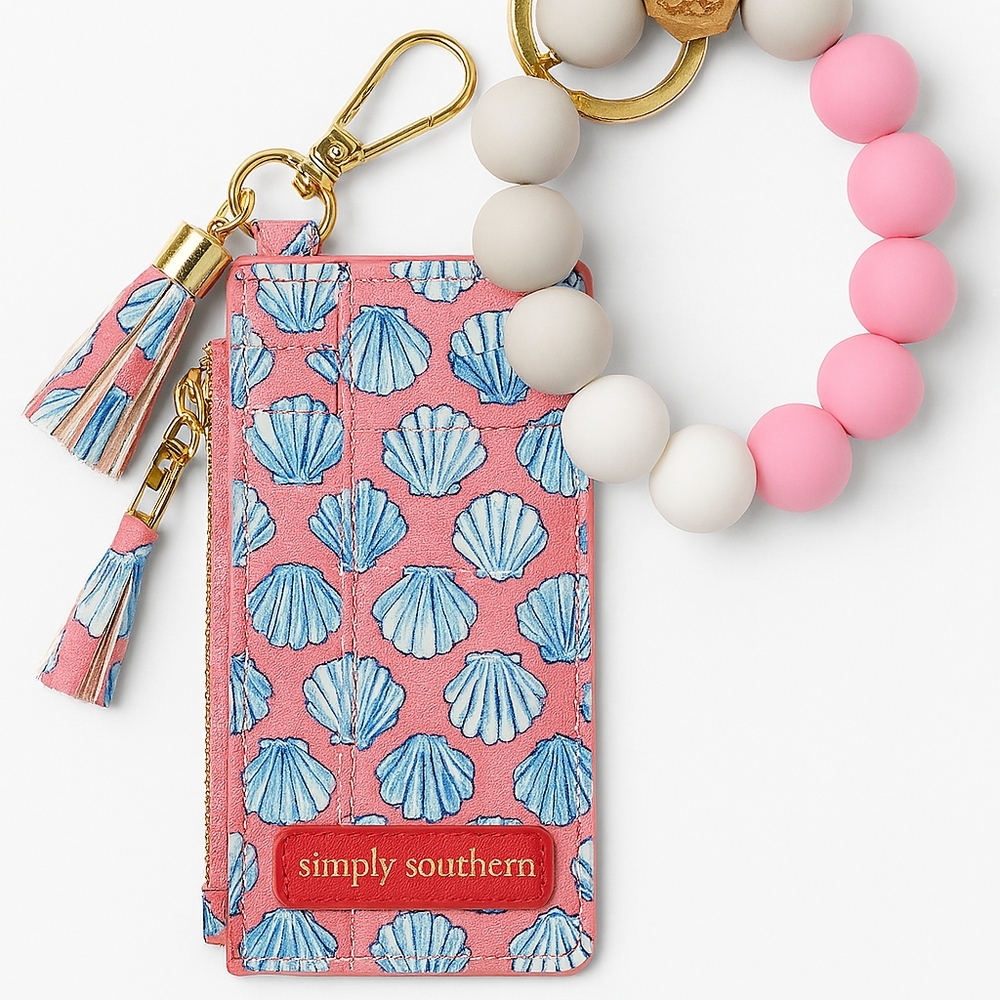 Simply Southern Seashell Wallet + Beaded Keychain Bracelet Vintage Mini